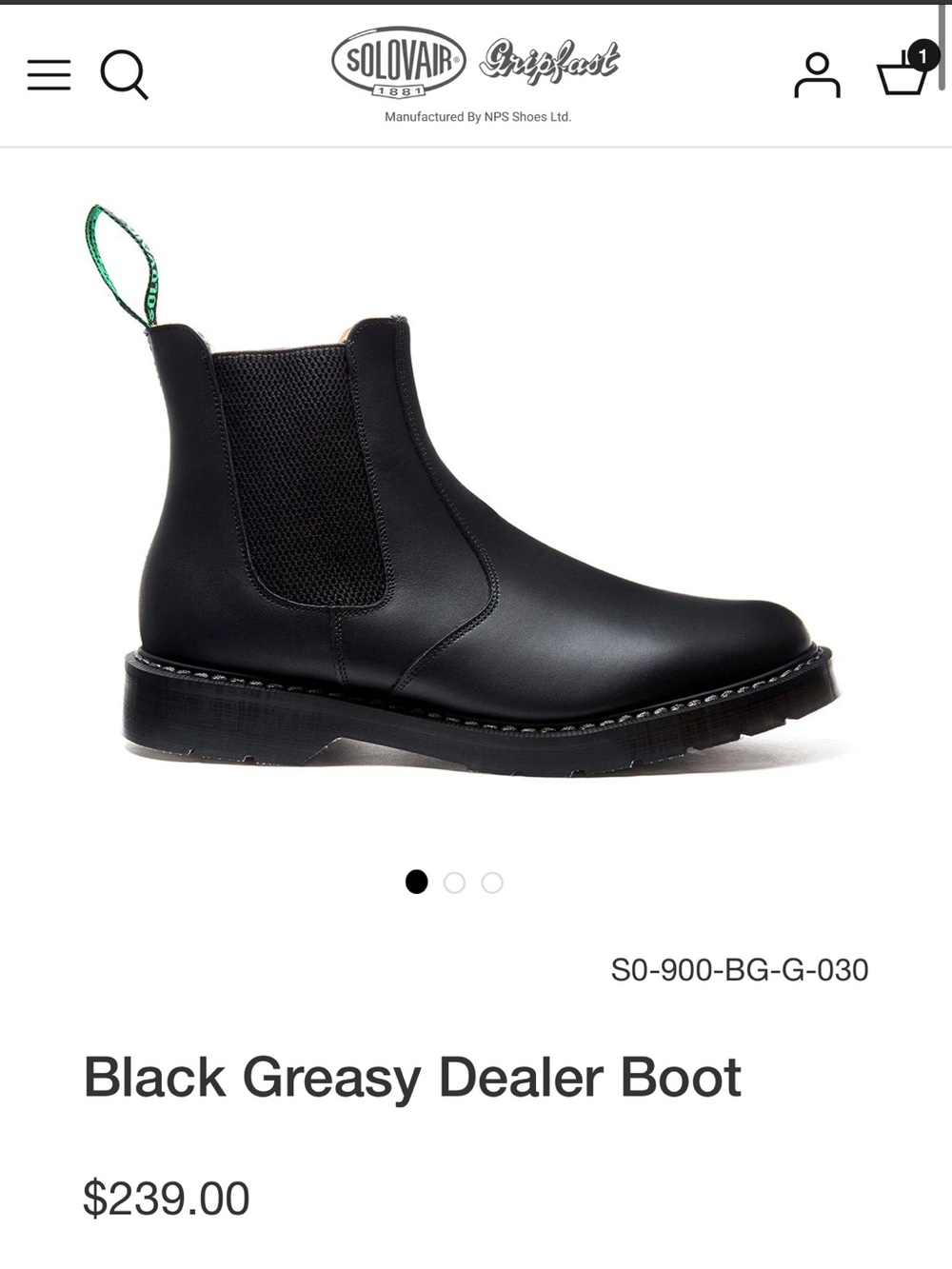 Solovair Black Greasy Dealer boot